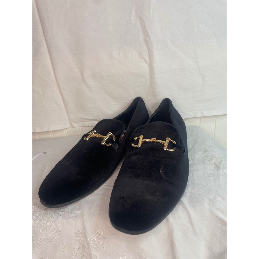 Royal Shoes Mens Black Velvet Horsebit Loafers LF-9100 Size 12 Gold Hardware